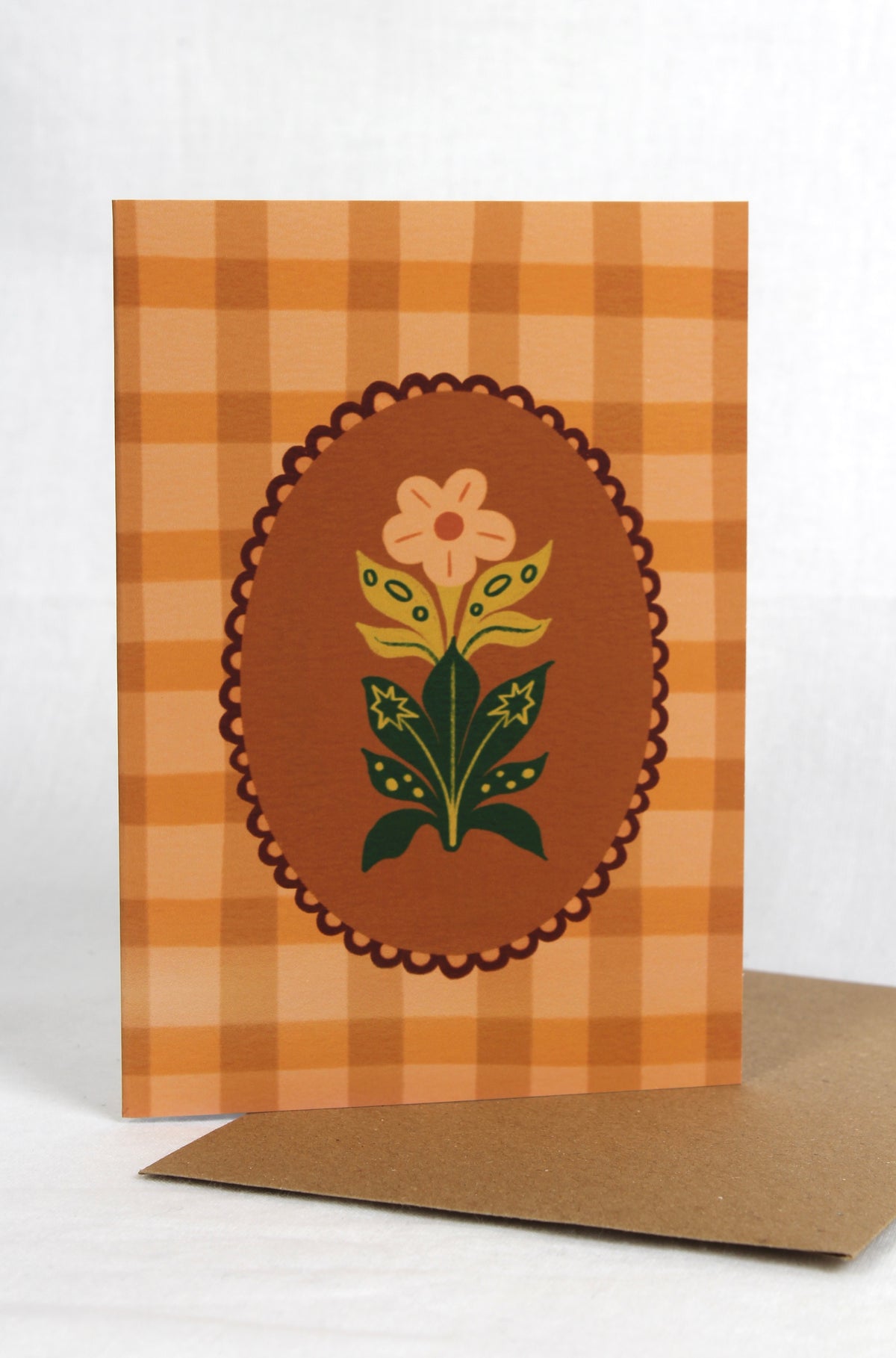 'Gingham Flower' Greetings Card