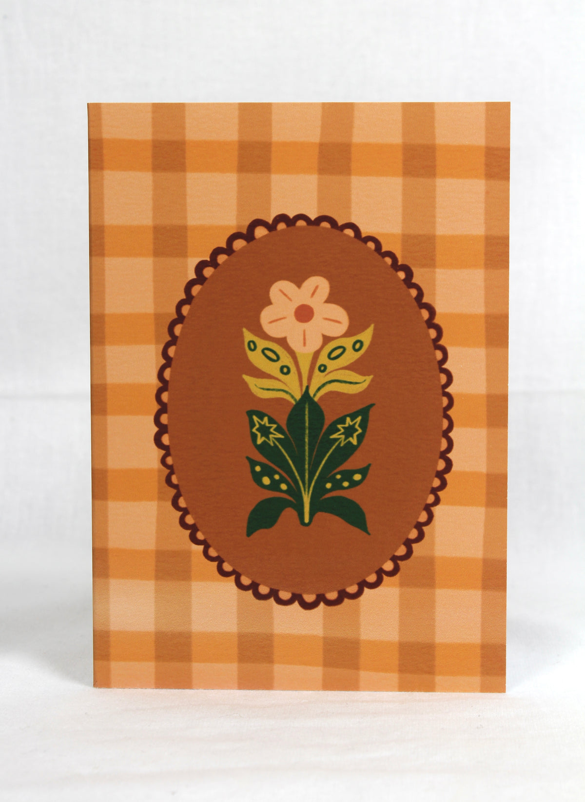 'Gingham Flower' Greetings Card