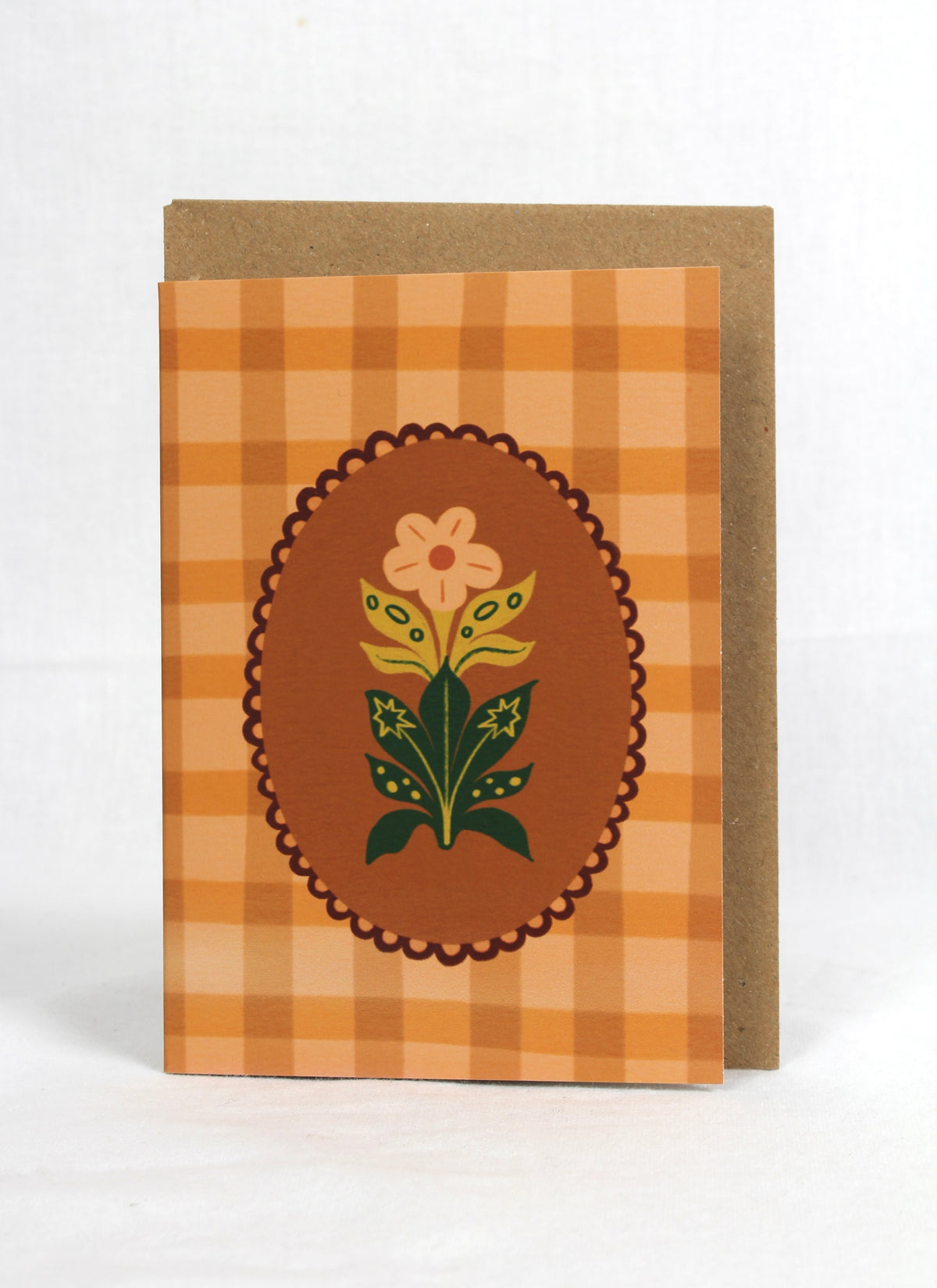 'Gingham Flower' Greetings Card