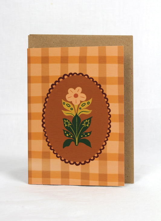 'Gingham Flower' Greetings Card
